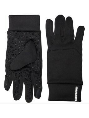 Eddie Bauer L/XL Black Men’s Alpine Double Fleece Touch Tip Rubber Grip Gloves